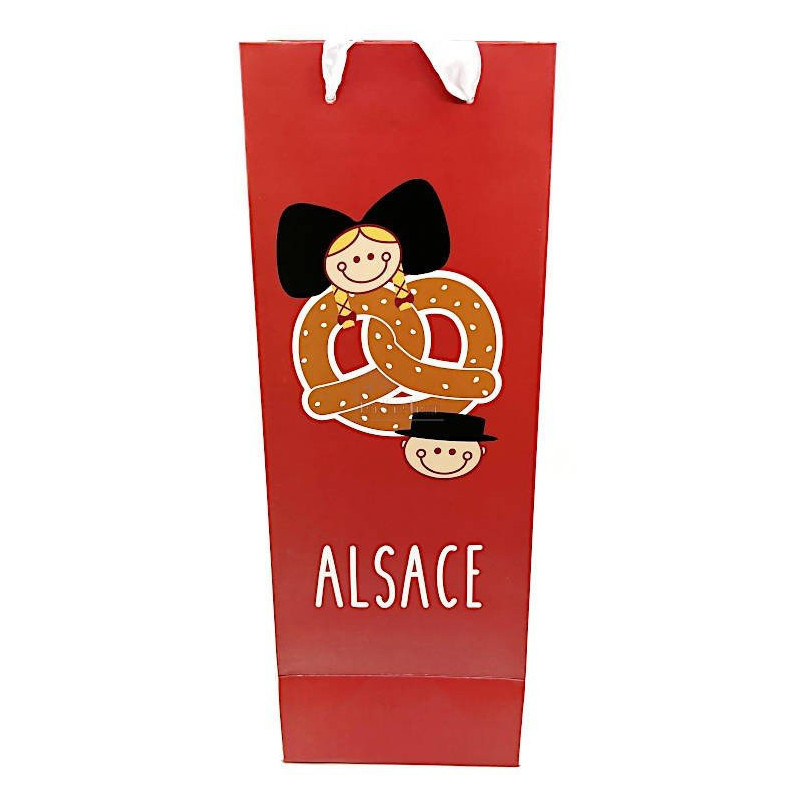 Sac à Vin1 Bouteille décor Alsace Bretzel