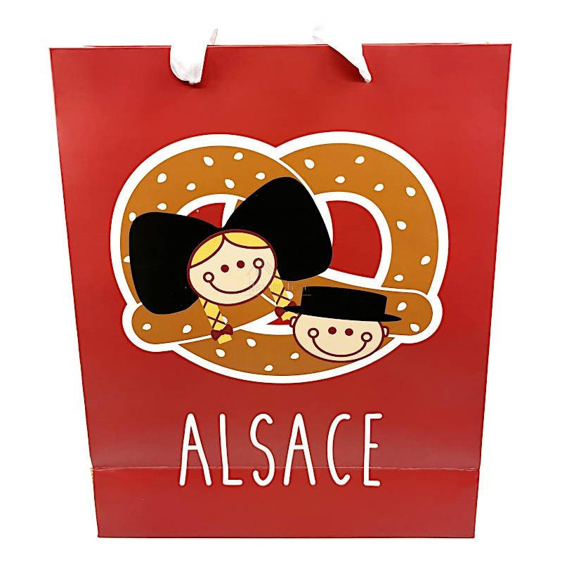 Sac Cadeau décor Alsace Bretzel taille M