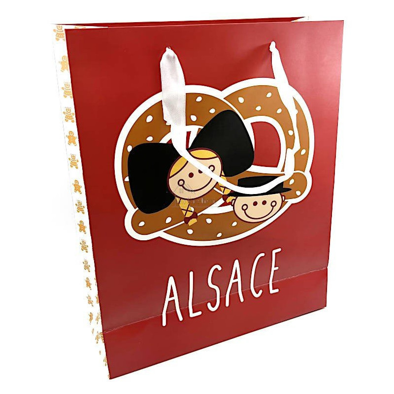 Sac Cadeau décor Alsace Bretzel taille M