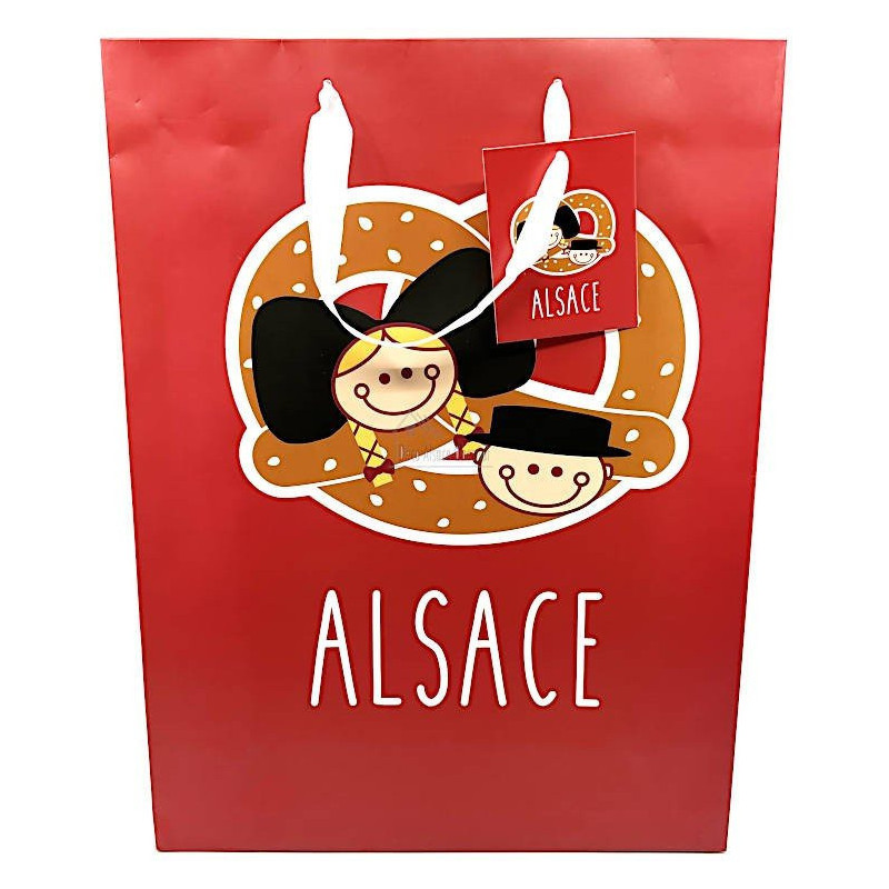 Sac Cadeau décor Alsace Bretzel taille L