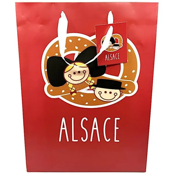 Sac Cadeau décor Alsace Bretzel taille L
