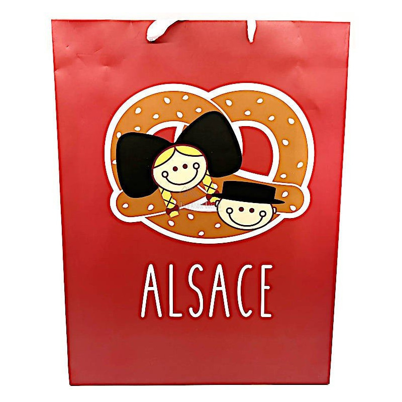 Sac Cadeau décor Alsace Bretzel taille L
