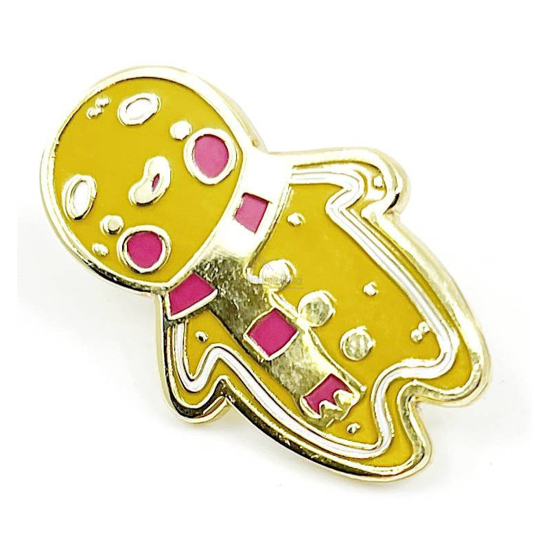 Broche Pins Fantaisie dorée Bonhomme en Pain d'Epices