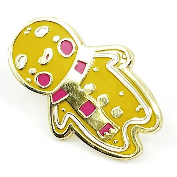 Broche Pins Fantaisie dorée Bonhomme en Pain d'Epices