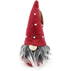 Roter Gnom mit weiß gepunktetem Hut 15 cm