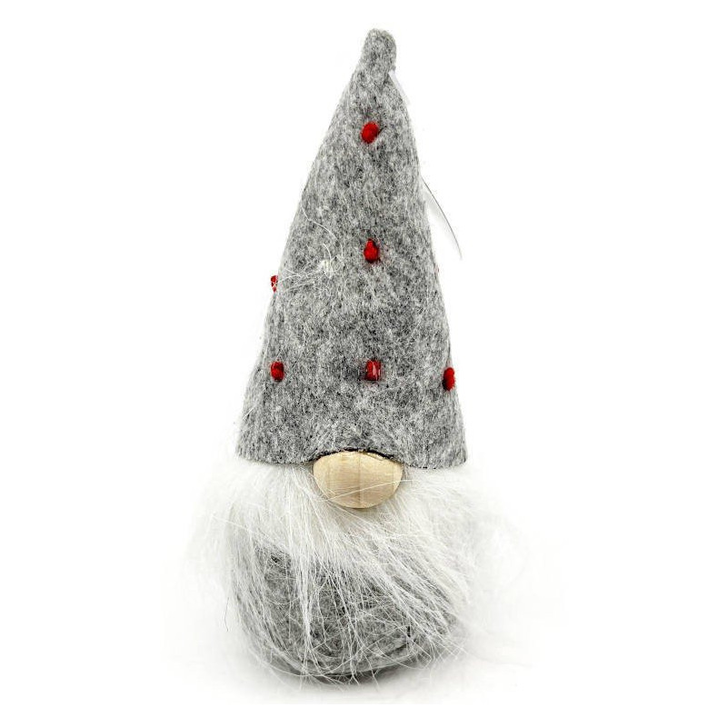 Gnome gris avec Chapeau à pois rouge 15 cm