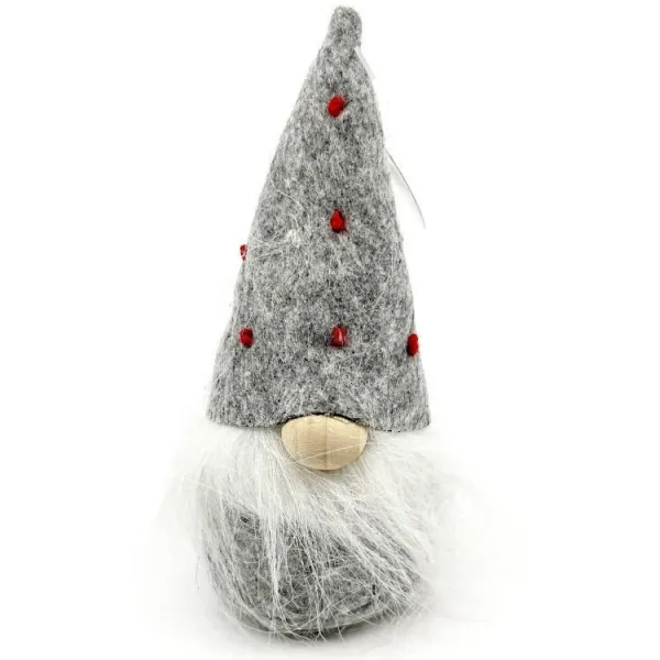 Gnome gris avec Chapeau à pois rouge 15 cm