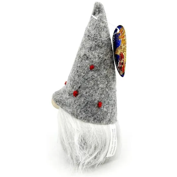 Gnome gris avec Chapeau à pois rouge 15 cm