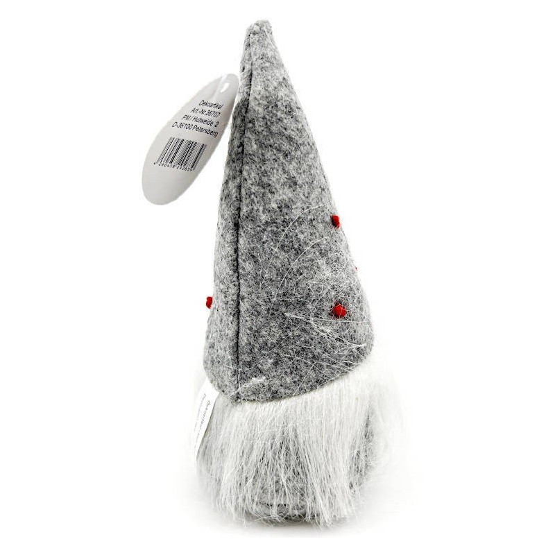 Gnome gris avec Chapeau à pois rouge 15 cm