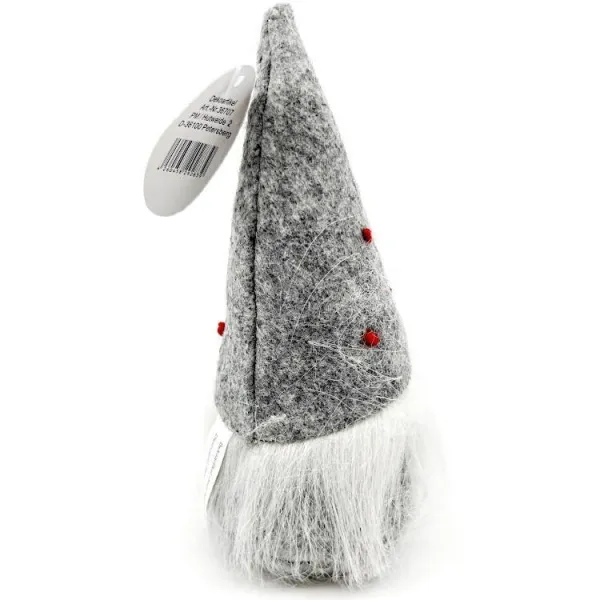 Gnome gris avec Chapeau à pois rouge 15 cm