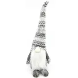 Gnome gris avec Chapeau tricoté blanc gris 35 cm