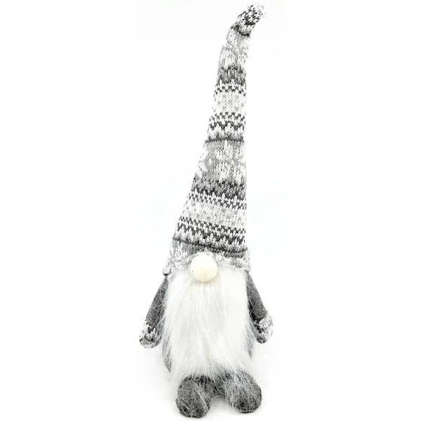 Grey Gnome with Grey White Knitted Hat 35 cm