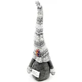 Grey Gnome with Grey White Knitted Hat 35 cm