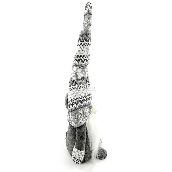 Grey Gnome with Grey White Knitted Hat 35 cm