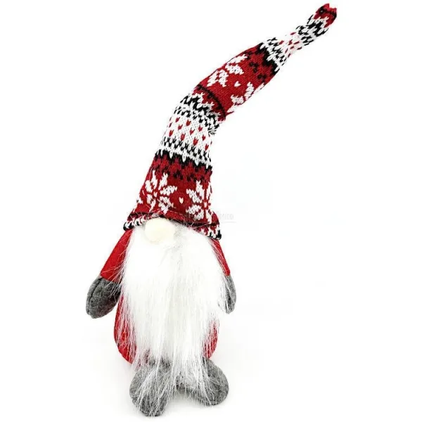 Gnome rouge avec Chapeau tricoté blanc rouge 35 cm