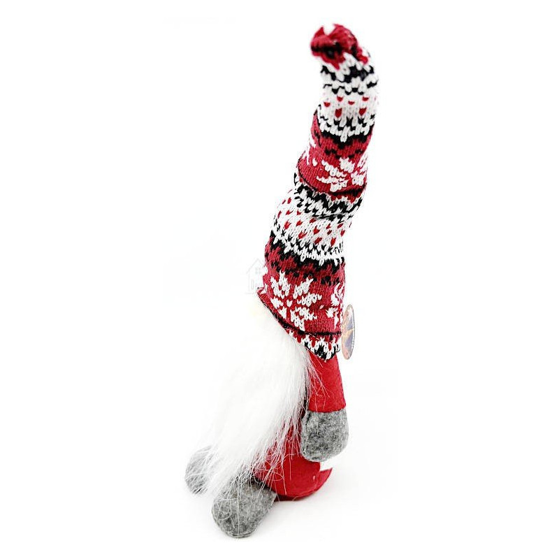 Gnome rouge avec Chapeau tricoté blanc rouge 35 cm
