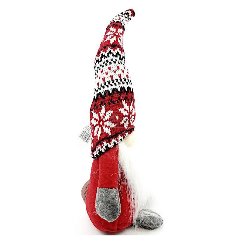 Gnome rouge avec Chapeau tricoté blanc rouge 35 cm