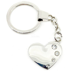 Silver Heart Keyring with Strass