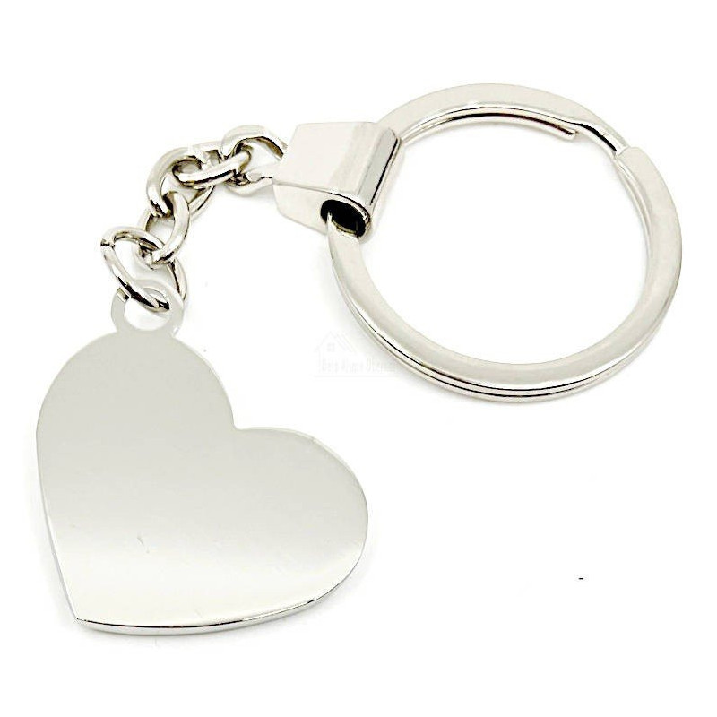 Porte Clé Coeur argenté avec Strass