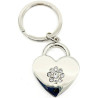 Silver Heart Keyring with Strass Flowers