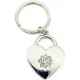 Porte Clé Coeur argenté avec Fleurs de Strass