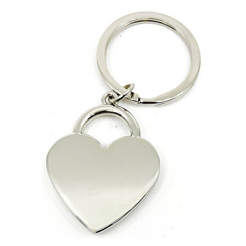 Silver Heart Keyring with Strass Flowers