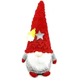 Grand Gnome Lui gris avec Chapeau rouge 38 cm