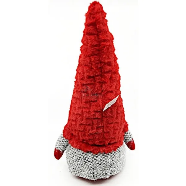Grand Gnome Lui gris avec Chapeau rouge 38 cm