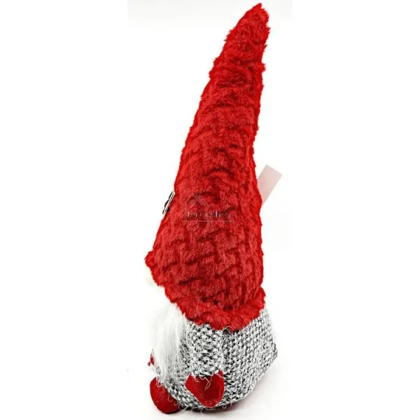 Grand Gnome Lui gris avec Chapeau rouge 38 cm