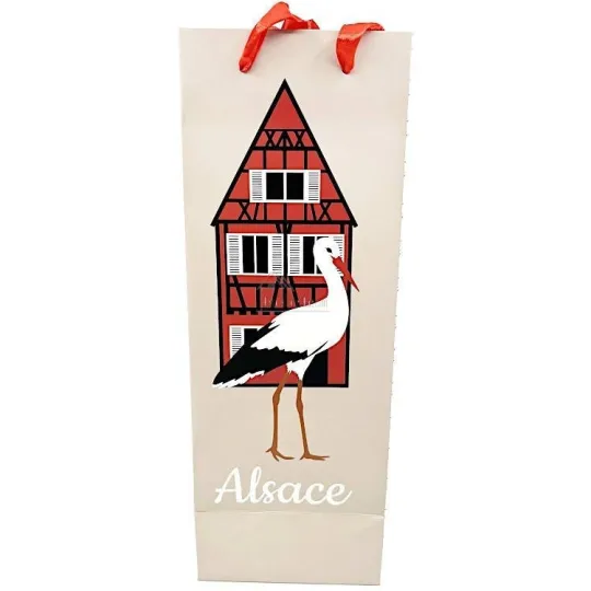 1 Bottle Wine Bag decorated with House and Alsatian Stork