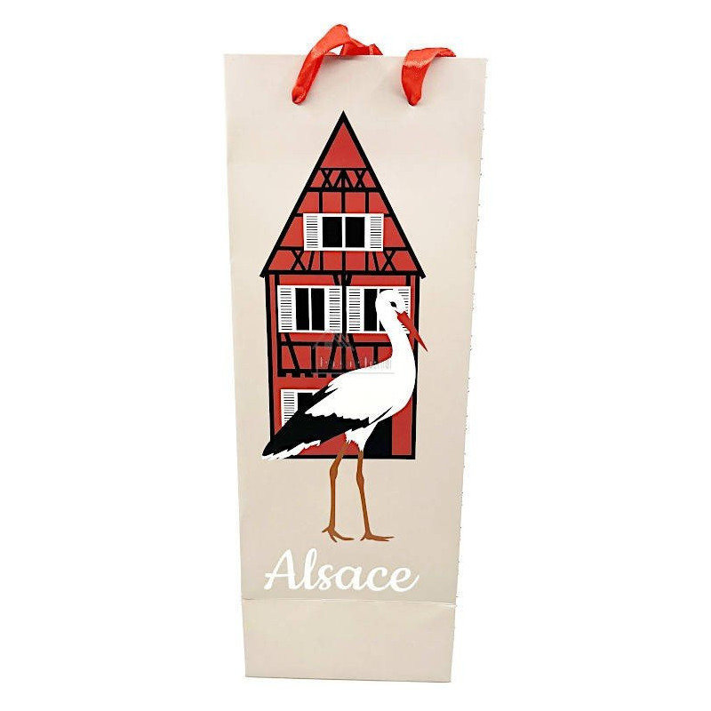 1 Bottle Wine Bag decorated with House and Alsatian Stork