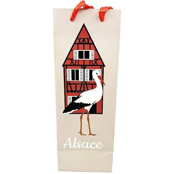 Weintasche eine Flasche mit dem Dekor Haus und elsässische Störche