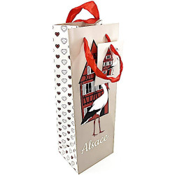 1 Bottle Wine Bag decorated with House and Alsatian Stork