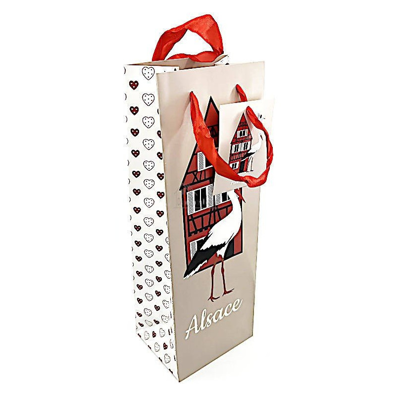 1 Bottle Wine Bag decorated with House and Alsatian Stork