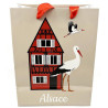 Sac Cadeau décor Maison et Cigognes d'Alsace taille S
