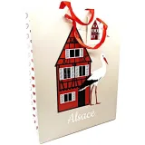 Geschenktüte Haus und elsässische Störche Größe L