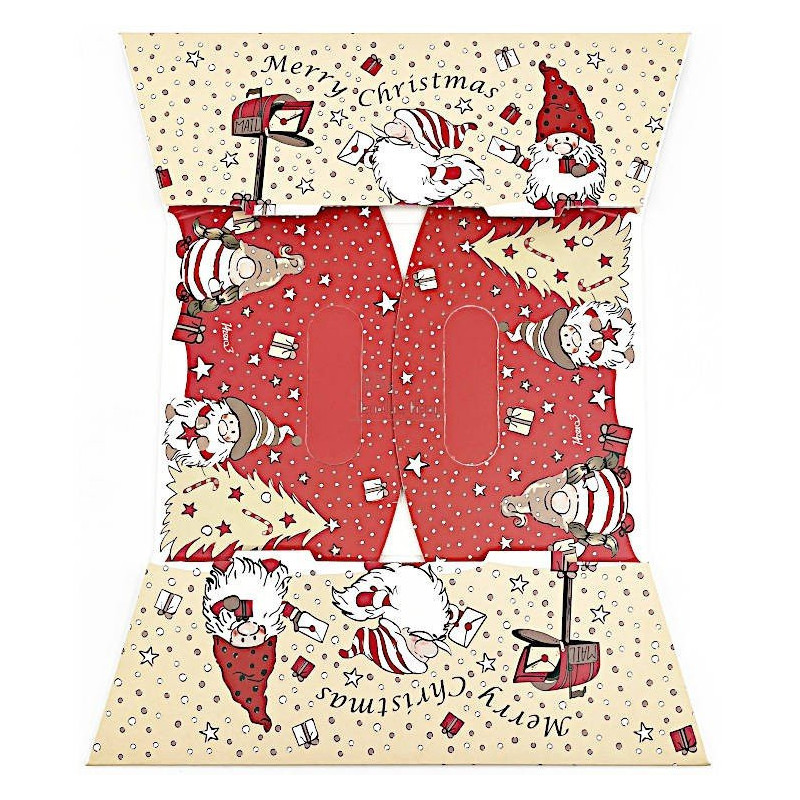 Panier vide Kraft à poignée beige rouge décor Père Noël