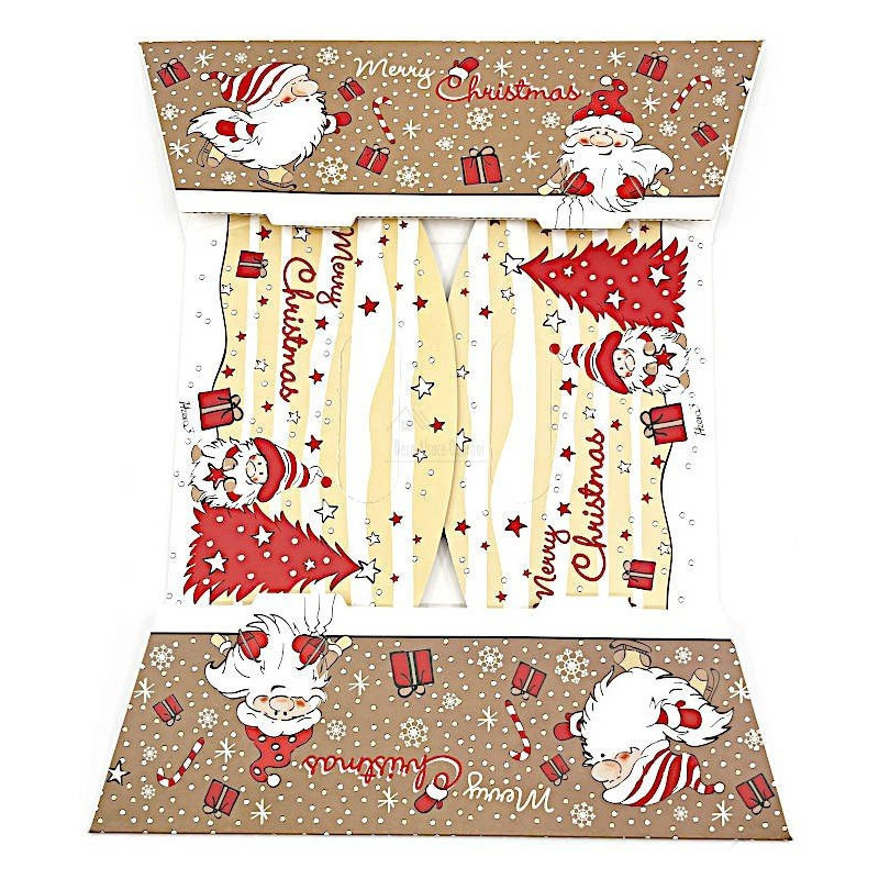 Panier vide Kraft à poignée brun beige décor Père Noël