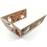 Leerer Korb aus Kraftpapier mit Griffen in braun-beige mit Weihnachtsmann-Dekor