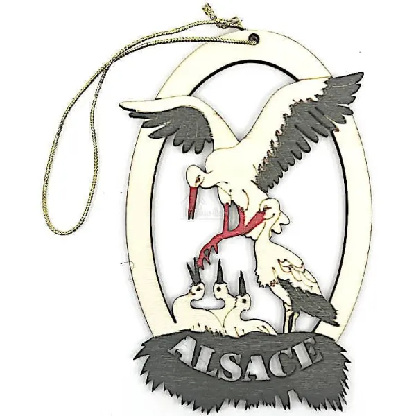 Wooden Stork's Nest decoration to hang