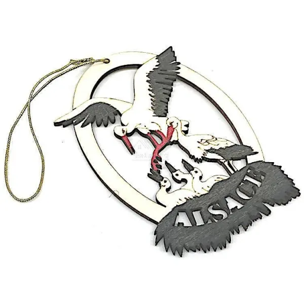 Wooden Stork's Nest decoration to hang