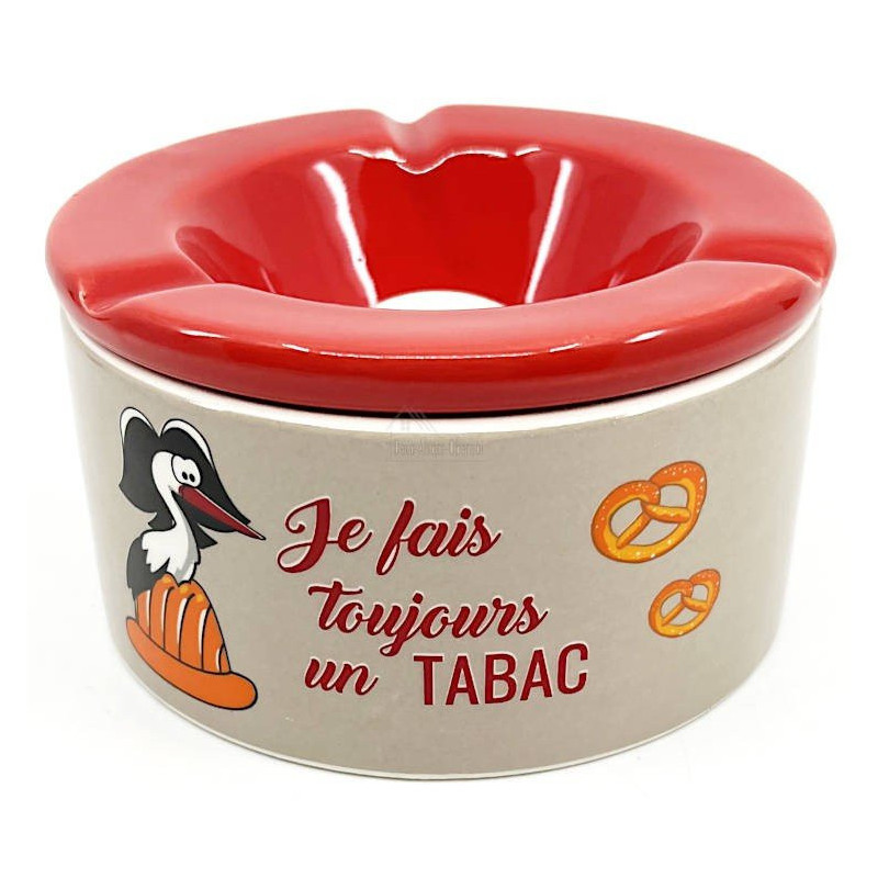 Cendrier en Céramique décor Cigognes et Bretzel