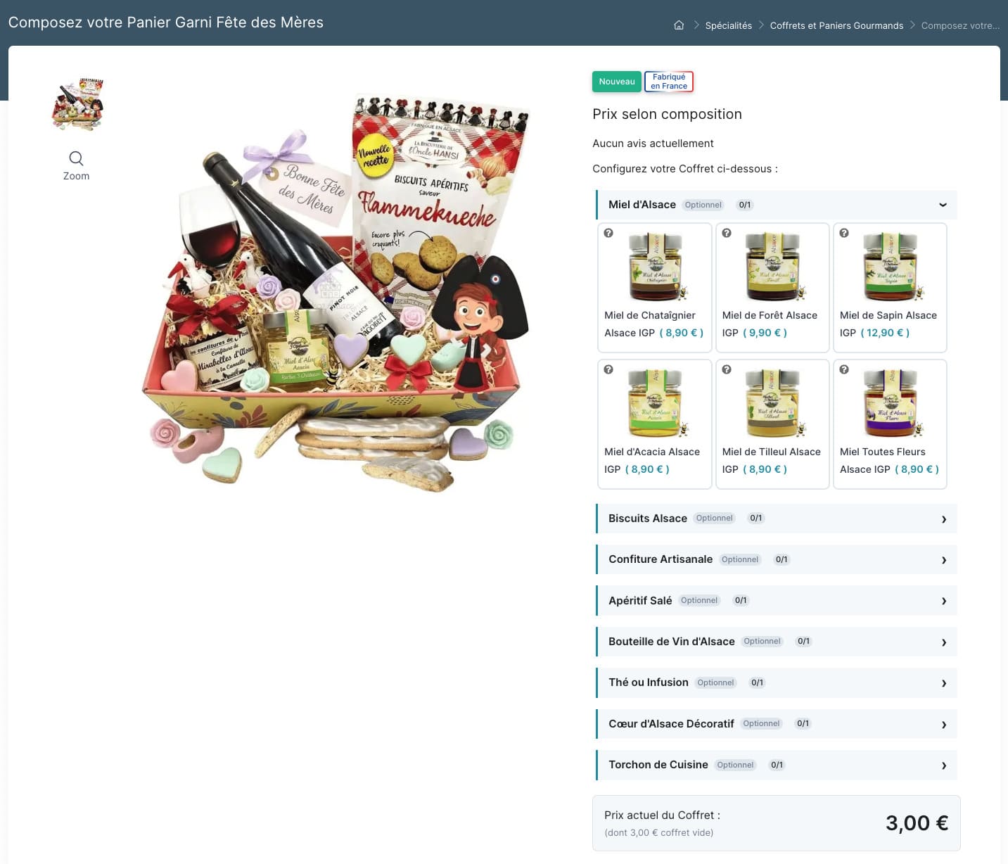 Kategorien der verfügbaren Produkte