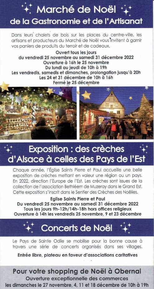 Marché de Noël de la Gastronomie et de l'Artisanat à Obernai 2022
