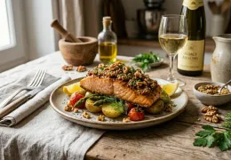 Rezept des Lachsrückens mit Walnusssenf