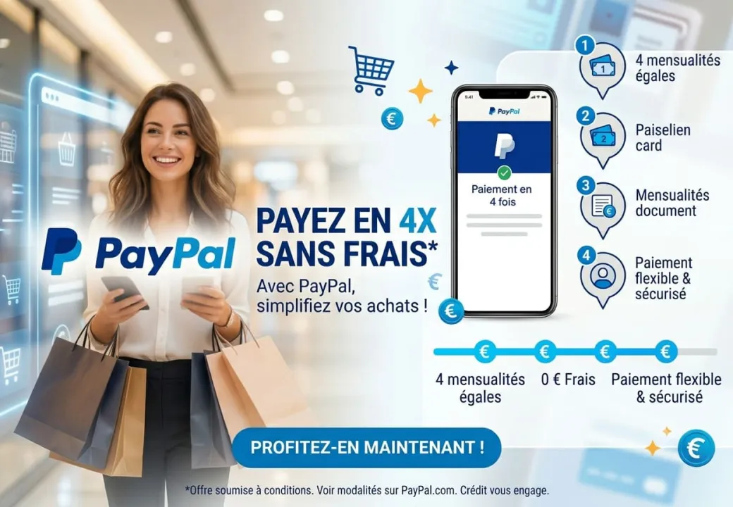 Payez en 4 fois sans frais avec PayPal sur Déco Alsace
