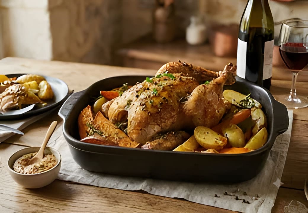 Recette de Pintade aux Deux Patates et Moutarde aux 3 Poivres